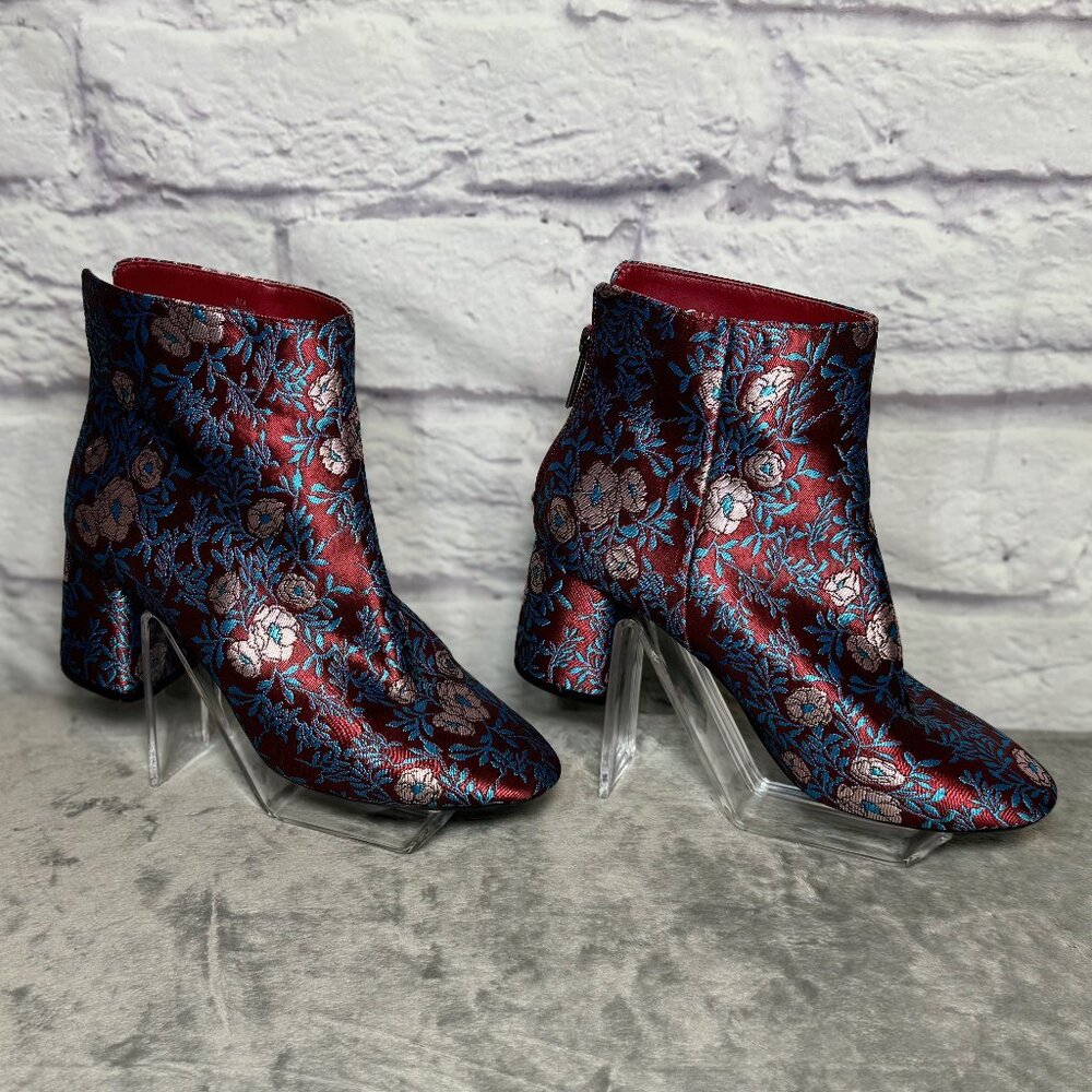 Gianni Bini Red and Blue Floral Ankle Boots